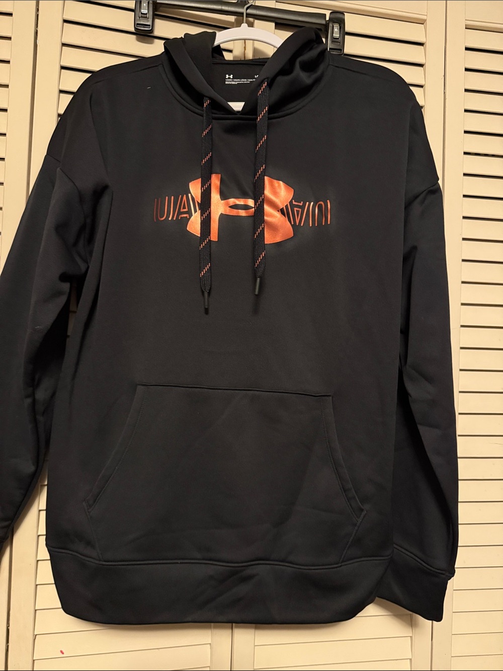 Under Armour Black Pullover Hoodie with Orange Logo